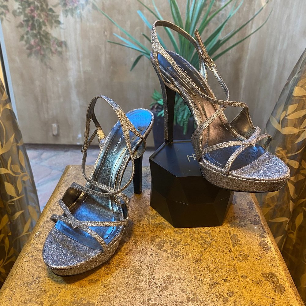 Bcbgeneration Silver Glitter Thin Strappy Heels - image 1